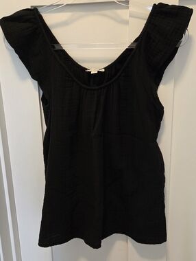 Loft Black Sleeveless Cotton Gauze Top